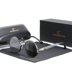 KINGSEVEN High Quality Gothic Steampunk Retro Polarized Sunglasses Vintage Round Metal Frame | TheKedStore