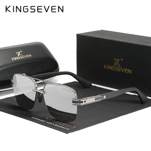 The KedStore Gun Silver / China / Orignal KINGSEVEN 2022 Design Sunglasses Polarized Gradient Square Retro Eyewear Okulary