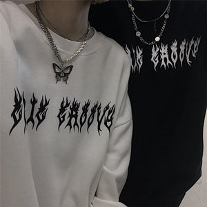 Harajuku Oversized Hoodie Retro Gothic Punk Anime Print