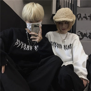 Harajuku Oversized Hoodie Retro Gothic Punk Anime Print
