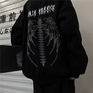 Harajuku Oversized Hoodie Retro Gothic Punk Anime Print