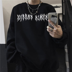 Harajuku Oversized Hoodie Retro Gothic Punk Anime Print