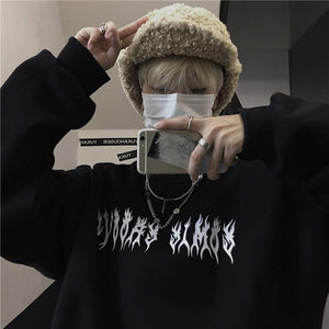 Harajuku Oversized Hoodie Retro Gothic Punk Anime Print