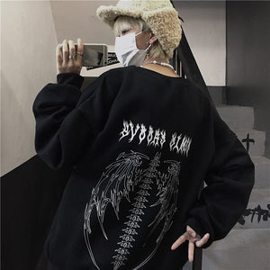 Harajuku Oversized Hoodie Retro Gothic Punk Anime Print