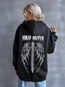 Harajuku Oversized Hoodie Retro Gothic Punk Anime Print