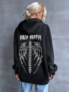 Harajuku Oversized Hoodie Retro Gothic Punk Anime Print