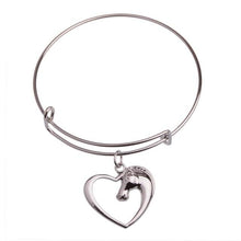 Load image into Gallery viewer, The KedStore Heart Horse Bracelet Bangle - Dog Tag Paw Footprint Love Heart. Huella de pata de etiqueta de perro. Pulsera