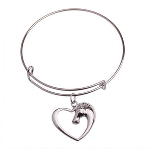 The KedStore Heart Horse Bracelet Bangle - Dog Tag Paw Footprint Love Heart. Huella de pata de etiqueta de perro. Pulsera