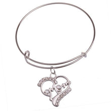 Load image into Gallery viewer, The KedStore Heart Mom Bracelet Bangle - Dog Tag Paw Footprint Love Heart. Huella de pata de etiqueta de perro. Pulsera