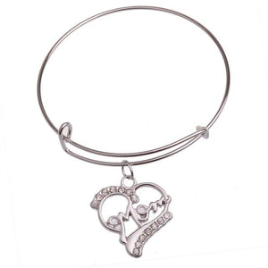 The KedStore Heart Mom Bracelet Bangle - Dog Tag Paw Footprint Love Heart. Huella de pata de etiqueta de perro. Pulsera