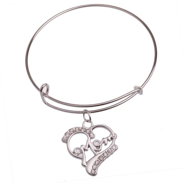 The KedStore Heart Mom Bracelet Bangle - Dog Tag Paw Footprint Love Heart. Huella de pata de etiqueta de perro. Pulsera
