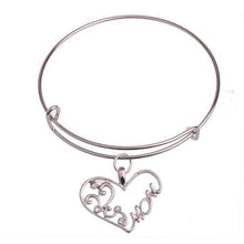 Load image into Gallery viewer, The KedStore Hollow Mom Bracelet Bangle - Dog Tag Paw Footprint Love Heart. Huella de pata de etiqueta de perro. Pulsera