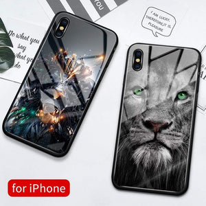 The KedStore iPhone glass / TPU back cover Lion anime phone case