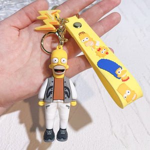 The KedStore J The Simpsons Keychain Cartoon Anime Figure Key Ring Phone Hanging Pendant Kawaii Holder Car Key Chain