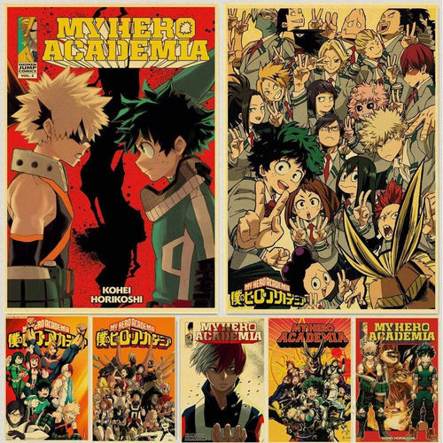 Janpnese Anime My Hero Academia retro posters / wall stickers