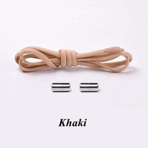 The KedStore Khaki No tie Shoelaces Round Elastic Shoe Laces For Sneakers Shoelace Quick Lazy Laces Shoestrings