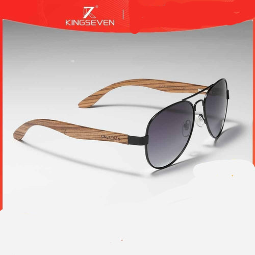 The KedStore KINGSEVEN 2021 New Handmade Wood Sunglasses Polarized Men's Glasses UV400 Protection Mirror Eyewear Wooden Temples Oculos Z5518