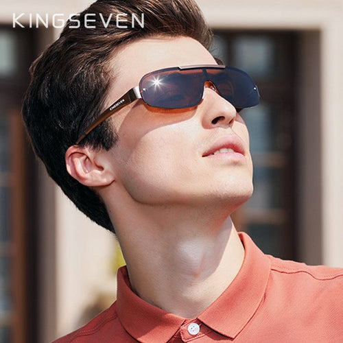 KINGSEVEN Design Aluminum Polarized Sunglasses Goggle Integrated Lens