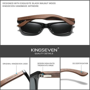 The KedStore KINGSEVEN New Black Walnut Sunglasses Wood Polarized Sunglasses Men&#39;s Glasses Handmade UV400 Protection Eyewear Retro Wooden Box