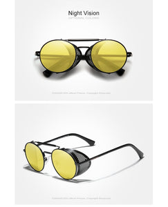 KINGSEVEN Retro Round Steampunk Sunglasses For Men Women Gafas De Sol | TheKedStore