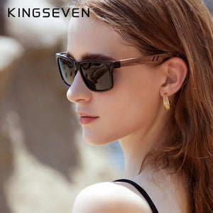 The KedStore KINGSEVEN TR90+Walnut Wood Handmade Sunglasses Polarized Eyewear Reinforced Hinge | TheKedStore