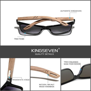 The KedStore KINGSEVEN TR90+Walnut Wood Handmade Sunglasses Polarized Eyewear Reinforced Hinge | TheKedStore