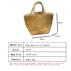 The KedStore large capacity rattan beach straw wicker bag fabric handle tote
