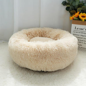 Calming Dog Bed For Anxiety Relieving & Cuddling Your Pet In Round Orthopedic Soft Long Plush Cat Dog Bed Cushion