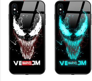 Light Up Glowing Tempered Glass Case For iphone Superman Captain America Venom Ironman