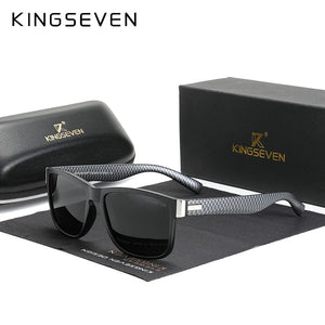 The KedStore Limited Black / China Genuine KINGSEVEN Brand Square Retro Gradient Polarized Sunglasses Women Men Carbon Fiber Pattern Design Outdoor Sports Eyewear