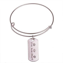 Load image into Gallery viewer, The KedStore Live Love Adopt Bracelet Bangle - Dog Tag Paw Footprint Love Heart. Huella de pata de etiqueta de perro. Pulsera