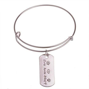 The KedStore Live Love Adopt Bracelet Bangle - Dog Tag Paw Footprint Love Heart. Huella de pata de etiqueta de perro. Pulsera