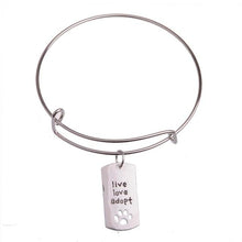 Load image into Gallery viewer, The KedStore Live Love Paw Bracelet Bangle - Dog Tag Paw Footprint Love Heart. Huella de pata de etiqueta de perro. Pulsera