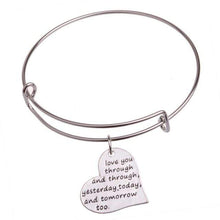 Load image into Gallery viewer, The KedStore Love You Through Bracelet Bangle - Dog Tag Paw Footprint Love Heart. Huella de pata de etiqueta de perro. Pulsera