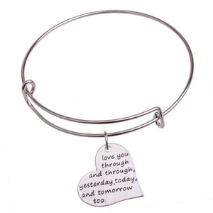 The KedStore Love You Through Bracelet Bangle - Dog Tag Paw Footprint Love Heart. Huella de pata de etiqueta de perro. Pulsera