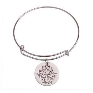 The KedStore Make My Life Whole Bracelet Bangle - Dog Tag Paw Footprint Love Heart. Huella de pata de etiqueta de perro. Pulsera