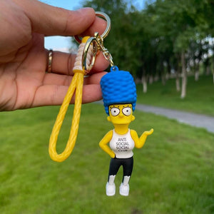 The Simpsons Keychain Cartoon Anime Figure Key Ring Phone Hanging Pendant Kawaii Holder Car Key Chain