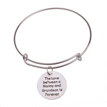 Load image into Gallery viewer, The KedStore Nanny Grandson Bracelet Bangle - Dog Tag Paw Footprint Love Heart. Huella de pata de etiqueta de perro. Pulsera