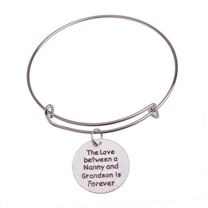 The KedStore Nanny Grandson Bracelet Bangle - Dog Tag Paw Footprint Love Heart. Huella de pata de etiqueta de perro. Pulsera