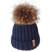 Load image into Gallery viewer, The KedStore Navy Blue / 1-4 years old Pom pom hat for Kids Ages 1-10 / Knit Beanie