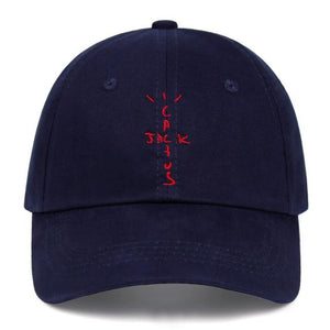 The KedStore Navy Blue 100% Cotton Cactus Jack Embroidered Baseball Caps from Travis Scott
