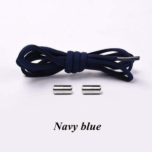 The KedStore Navy blue No tie Shoelaces Round Elastic Shoe Laces For Sneakers Shoelace Quick Lazy Laces Shoestrings