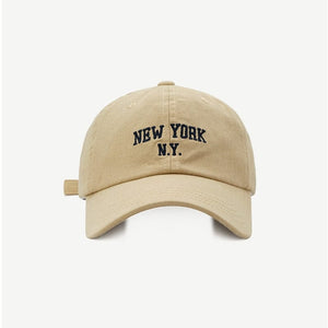 The KedStore New york-beige / Adjustable Cotton Men Women Girls Baseball Caps Solid Embroidery Cap Adjustable Baseball Hats