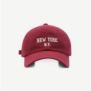 The KedStore New york-red / Adjustable Cotton Men Women Girls Baseball Caps Solid Embroidery Cap Adjustable Baseball Hats