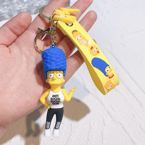 The KedStore O The Simpsons Keychain Cartoon Anime Figure Key Ring Phone Hanging Pendant Kawaii Holder Car Key Chain