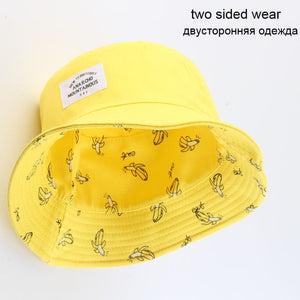 Panama Bucket Hat Men Women Summer Bucket Cap Banana Print Yellow Hat Bob Hat Hip Hop Gorros Fishing Fisherman Hat
