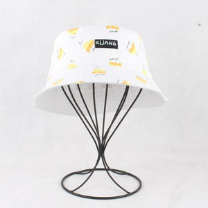 The KedStore Panama Bucket Hat Men Women Summer Bucket Cap Banana Print Yellow Hat Bob Hat Hip Hop Gorros Fishing Fisherman Hat