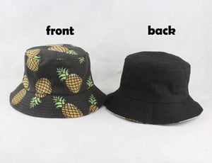 The KedStore pineapple black Panama Bucket Hat Men Women Summer Bucket Cap Banana Print Yellow Hat Bob Hat Hip Hop Gorros Fishing Fisherman Hat
