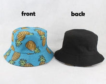 Load image into Gallery viewer, The KedStore pineapple blue Panama Bucket Hat Men Women Summer Bucket Cap Banana Print Yellow Hat Bob Hat Hip Hop Gorros Fishing Fisherman Hat