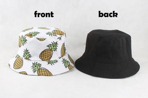 The KedStore pineapple white Panama Bucket Hat Men Women Summer Bucket Cap Banana Print Yellow Hat Bob Hat Hip Hop Gorros Fishing Fisherman Hat